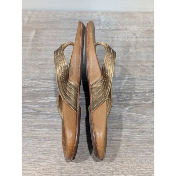 OluKai Women’s Leather Flip Flops/Sandals/Thongs Gold Straps Size 9 - Picture 5 of 16